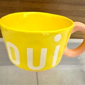 CLARE V. Anthropologie Yellow & Pink Ceramic OUI MUG CUP